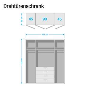 Drehtürenschrank SKØP II Eiche Sonoma Dekor - 181 cm (4-türig) - 222 cm - Premium - 181 x 222 cm - 4 Türen - Premium