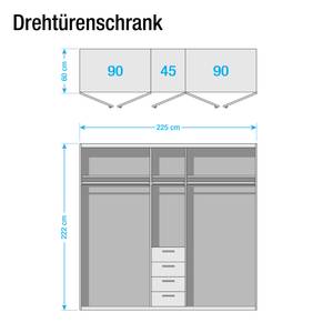 Drehtürenschrank SKØP II Graphit - 225 x 222 cm - 5 Türen - Basic