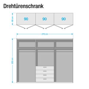 Drehtürenschrank SKØP II Alpinweiß - 270 x 222 cm - 6 Türen - Basic