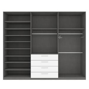 Drehtürenschrank SKØP III Alpinweiß/ Kristallspiegel - 270 x 222 cm - 6 Türen - Comfort