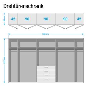 Drehtürenschrank SKØP II Eiche Sonoma Dekor - 360 cm (8-türig) - 222 cm - Basic - 360 x 222 cm - 8 Türen - Basic