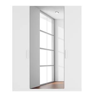 Armoire à portes battantes Skøp II Blanc alpin / Miroir en cristal - 181 x 222 cm - 4 portes - Confort