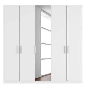 Armoire à portes battantes Skøp II Blanc alpin / Miroir en cristal - 225 x 222 cm - 5 portes - Premium