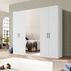 Armoire à portes battantes Skøp II Blanc alpin / Miroir en cristal - 270 x 222 cm - 6 portes - Premium