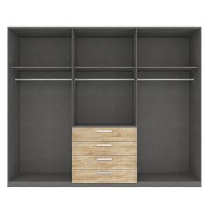 Armoire à portes battantes Skøp II Imitation chêne de Sonoma / Miroir en cristal - 270 x 236 cm - 6 portes - Basic