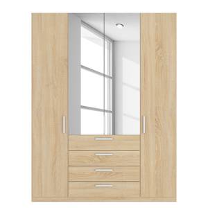 Armoire à portes battantes Skøp II Imitation chêne de Sonoma / Miroir en cristal - 181 x 236 cm - 4 portes - Confort