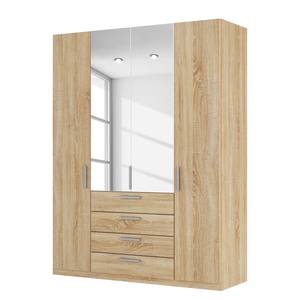 Armoire à portes battantes Skøp II Imitation chêne de Sonoma / Miroir en cristal - 181 x 236 cm - 4 portes - Premium