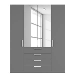 Armoire à portes battantes Skøp II Graphite / Miroir en cristal - 181 x 222 cm - 4 portes - Premium