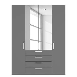 Armoire à portes battantes Skøp II Graphite / Miroir en cristal - 181 x 236 cm - 4 portes - Basic