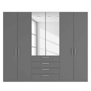 Armoire à portes battantes Skøp II Graphite / Miroir en cristal - 270 x 222 cm - 6 portes - Confort