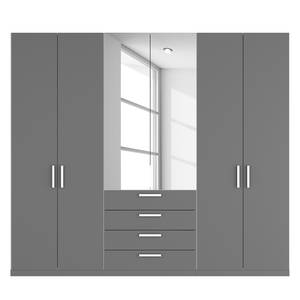 Armoire à portes battantes Skøp II Graphite / Miroir en cristal - 270 x 236 cm - 6 portes - Confort