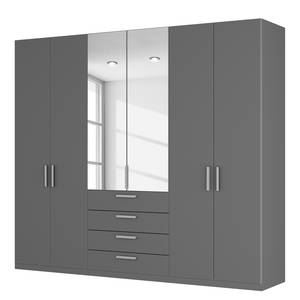 Armoire à portes battantes Skøp II Graphite / Miroir en cristal - 270 x 236 cm - 6 portes - Confort