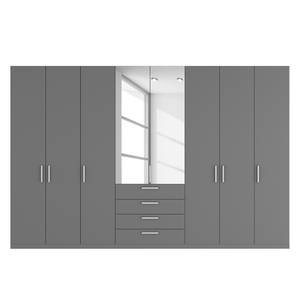 Drehtürenschrank SKØP II Graphit/Kristallspiegel - 360 x 236 cm - 8 Türen - Comfort