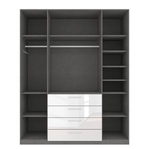 Drehtürenschrank SKØP II Hochglanz Weiß/ Kristallspiegel - 181 x 236 cm - 4 Türen - Premium