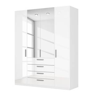 Armoire à portes battantes Skøp II Blanc brillant / Miroir en cristal - 181 x 222 cm - 4 portes - Classic