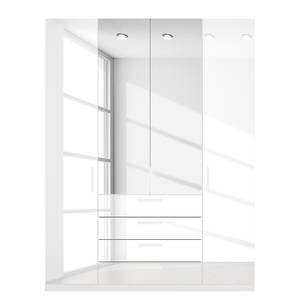 Armoire à portes battantes Skøp II Blanc brillant / Miroir en cristal - 181 x 236 cm - 4 portes - Confort