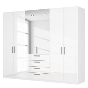 Drehtürenschrank SKØP II Hochglanz Weiß/ Kristallspiegel - 270 x 222 cm - 6 Türen - Premium
