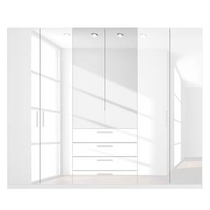 Armoire à portes battantes Skøp II Blanc brillant / Miroir en cristal - 270 x 222 cm - 6 portes - Confort