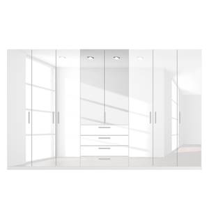 Armoire à portes battantes Skøp II Blanc brillant / Miroir en cristal - 360 x 222 cm - 8 portes - Premium