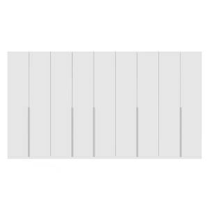 Armoire à portes battantes Skøp II Verre mat blanc - 405 x 222 cm - 9 portes - Confort