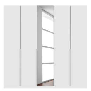 Drehtürenschrank SKØP II Mattglas Weiß/ Kristallspiegel - 225 x 236 cm - 5 Türen - Comfort