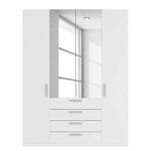Armoire à portes battantes Skøp III Blanc alpin / Miroir en cristal - 181 x 236 cm - 4 portes - Confort