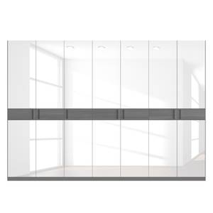 Drehtürenschrank SKØP III Hochglanz Weiß/ Strukturholz Graphit - 315 x 222 cm - 7 Türen - Classic
