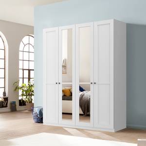 Drehtürenschrank SKØP Landhaus weiß/ Kristallspiegel - 181 x 222 cm - 4 Türen - Premium