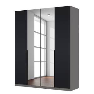 Drehtürenschrank SKØP Mattglas Schwarz/ Kristallspiegel - 181 x 222 cm - 4 Türen - Basic