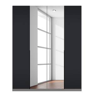Armoire à portes battantes Skøp Verre noir mat / Miroir en cristal - 181 x 222 cm - 4 portes - Confort