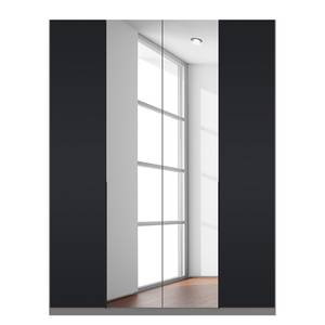 Drehtürenschrank SKØP Mattglas Schwarz/ Kristallspiegel - 181 x 236 cm - 4 Türen - Basic