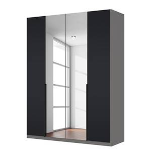 Armoire à portes battantes Skøp Verre noir mat / Miroir en cristal - 181 x 236 cm - 4 portes - Confort