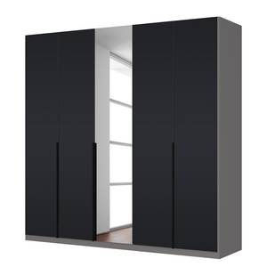 Drehtürenschrank SKØP Mattglas Schwarz/ Kristallspiegel - 225 x 222 cm - 5 Türen - Premium