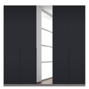 Drehtürenschrank SKØP Mattglas Schwarz/ Kristallspiegel - 225 x 222 cm - 5 Türen - Comfort