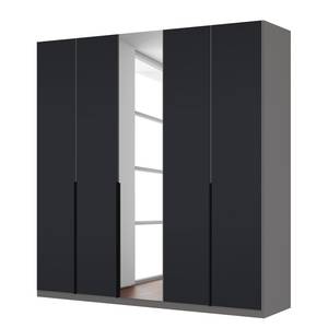 Drehtürenschrank SKØP Mattglas Schwarz/ Kristallspiegel - 225 x 236 cm - 5 Türen - Basic