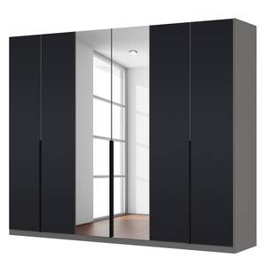 Drehtürenschrank SKØP Mattglas Schwarz/ Kristallspiegel - 270 x 222 cm - 6 Türen - Premium