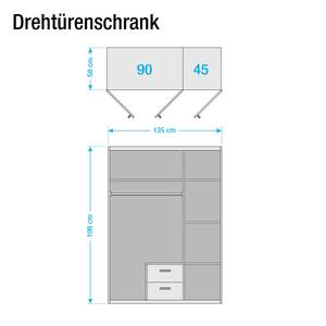 Drehtürenschrank Nuevo Weißeiche Dekor / Lava