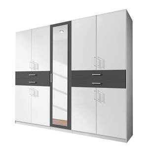 Armoire à portes battantes Taiga Blanc alpin / Anthracite - 225 cm (9 porte) - Blanc alpin / Anthracite - Largeur : 225 cm