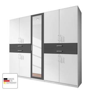 Armoire à portes battantes Taiga Blanc alpin / Anthracite - 225 cm (9 porte) - Blanc alpin / Anthracite - Largeur : 225 cm