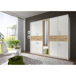 Armoire à portes battantes Taiga Blanc alpin / Imitation chêne parqueté - 225 cm (9 porte) - Blanc alpin / Imitation chêne parqueté - Largeur : 225 cm