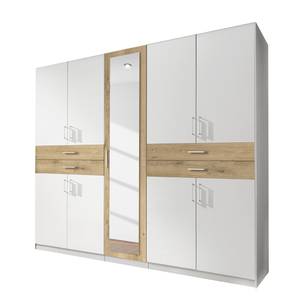 Armoire à portes battantes Taiga Blanc alpin / Imitation chêne parqueté - 225 cm (9 porte) - Blanc alpin / Imitation chêne parqueté - Largeur : 225 cm