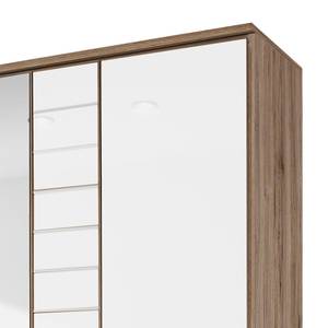 Drehtürenschrank Telde Eiche Sanremo Hell Dekor / Glas Weiß - Breite: 226 cm - 6 Türen - 2 Spiegeltüren