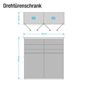 Armoire à portes battantes aulne partiellement massif - 189 x 214 cm - 4 portes - Avec corniche