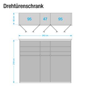 Armoire à portes battantes aulne partiellement massif - 235 x 214 cm - 5 portes - Avec corniche