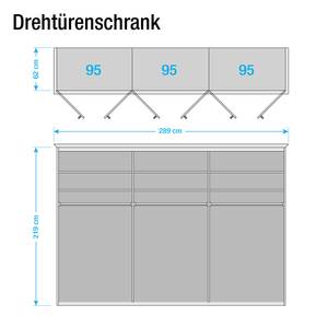 Armoire à portes battantes aulne partiellement massif - 282 x 214 cm - 6 portes - Avec corniche