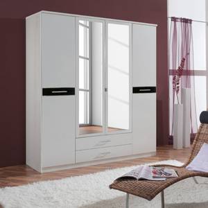 Armoire à portes battantes Winchester Blanc alpin / Noir brillant - Largeur : 135 cm