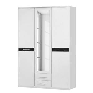 Armoire à portes battantes Winchester Blanc alpin / Noir brillant - Largeur : 135 cm