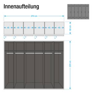 Armoire à portes battantes Workbase Aspect imprimé industriel / Gris graphite - Largeur : 270 cm - 6 portes - Butoir à gauche