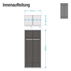 Draaideurkast Workbase industrial print look/grafietkleurig - Breedte: 91 cm - 2 deuren - Scharnieren rechts