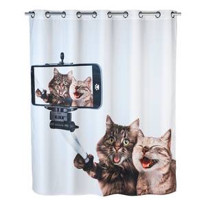 Duschvorhang Selfie Cat Flex Kunstfaser - Weiß / Braun